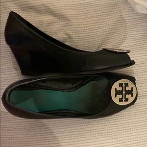 Tory BurchBlack Lester Peep Toe Wedge